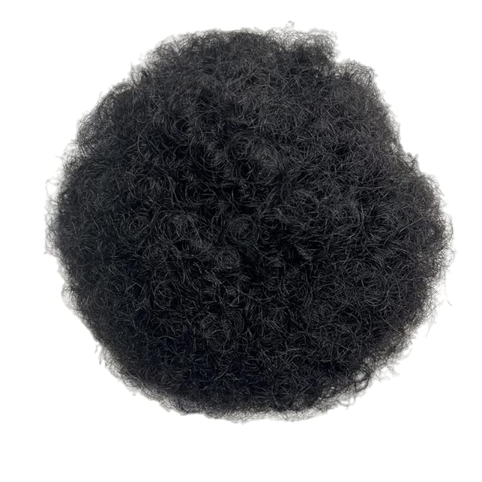 Real Human Hair Afro Kinky Curly Puff Drawstring Ponytail High Puffs Drawstring Bun 2 Clips in Hairpieces Updo Donut Chignon Short Curly Hair for Black Women (6 inch)