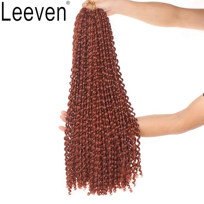 Leeven 7 Packs 24 Inch Copper Red Passion Twist Hair for Butterfly Locs Long Bohemian 350# Water Wave Passion Twists Crochet Braiding Hair 18 Strands/Pack Hot Water Setting Synthetic Braids Hair