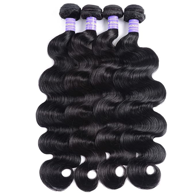 Aopusi Body Wave Human Hair Bundles Body Wave 4 Bundles (22 24 26 28 Inch) Brazilian Virgin Remy Hair Weave Human Hair Extension Natural Color for Black Women