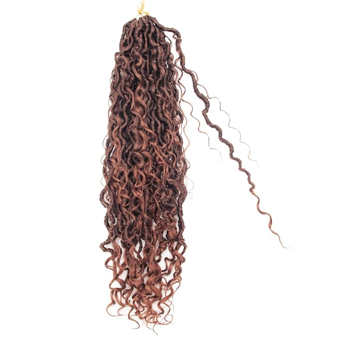 8Packs Goddess Locs Crochet Hair 18Inch Boho Faux Locs,Crochet Loc With Curly Ends River Hippie Bohemian Loc Crochet Hair for Black Women(T4/30, 18inch(Pack of 8))