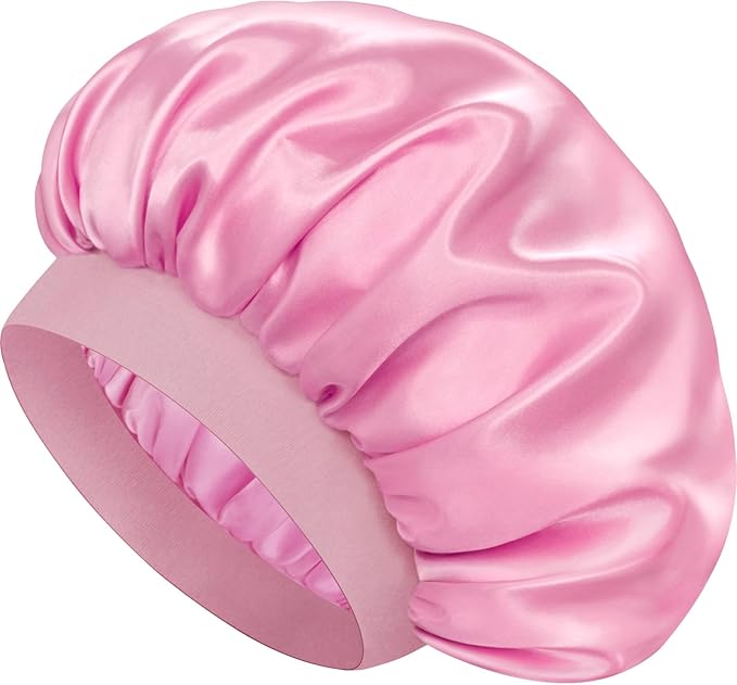 Satin Silk Bonnet for Sleeping, Double Layer Silk Sleep Cap for Men & Women, Soft Satin Lined Bonnet for Curly Hair