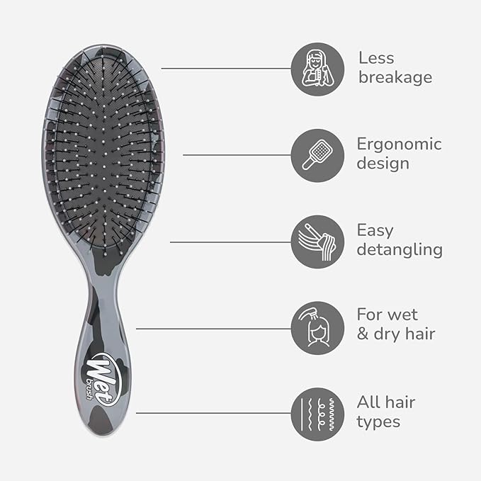Wet Brush Original Detangler Hair Brush, Grey Leopard (Safari), Ultra-Soft IntelliFlex Bristles, Detangling Bristles Glide Through Tangles (Wet Dry & Damaged Hair), Women & Men (Pack of 2)