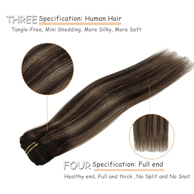 Caliee Clip in Hair Extensions Human Hair 7 Pcs Double Weft Lace Hair Balayage R2/2/6 Dark Brown Mixed Chestnut Brown Clip in Human Hair Extensions 140 G 20 Inch Natural Straight Remy Hair