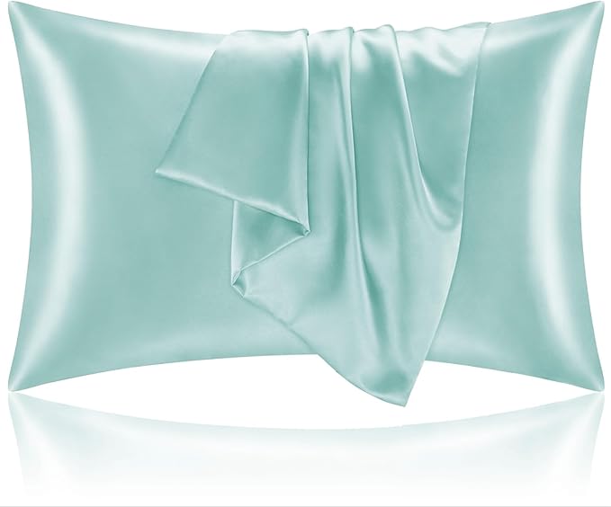 BEDELITE Satin Pillowcase for Hair and Skin, Super Soft and Cooling Similar to Silk Pillow Cases 2 Pack with Envelope Closure, Gift for Women Men(20"x40" King Size, Blue Grey)