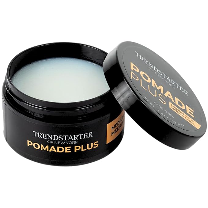 TRENDSTARTER - POMADE PLUS (4oz) - Medium Hold - Medium Shine - Premium Flake-Free Water-Based Premium Hair Styling Gel Product for All Hair Types - All-Day Reliability