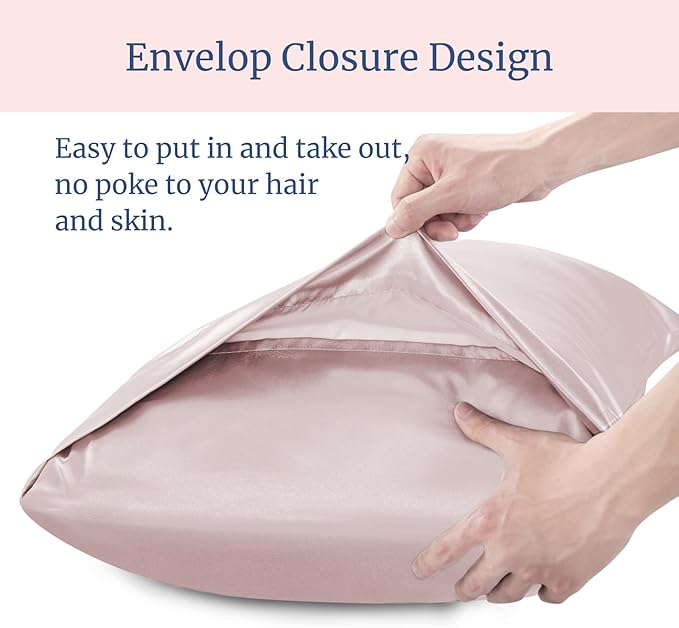 BEDELITE Satin Pillowcase for Hair and Skin, Super Soft and Cooling Similar to Silk Pillow Cases 2 Pack with Envelope Closure, Gift for Women Men(20"x40" King Size, Lotus Pink)