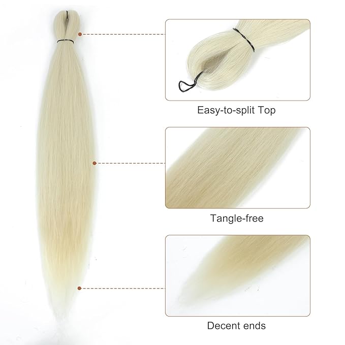 Pre-stretched Braiding Hair - 18 Inch 8 Packs Off-White Blonde Braiding Hair For Twist or Box Braids, Yaki Texture Hot Water Setting Synthetic Braiding Hair Extensions (18 Inch, 613#-8P)