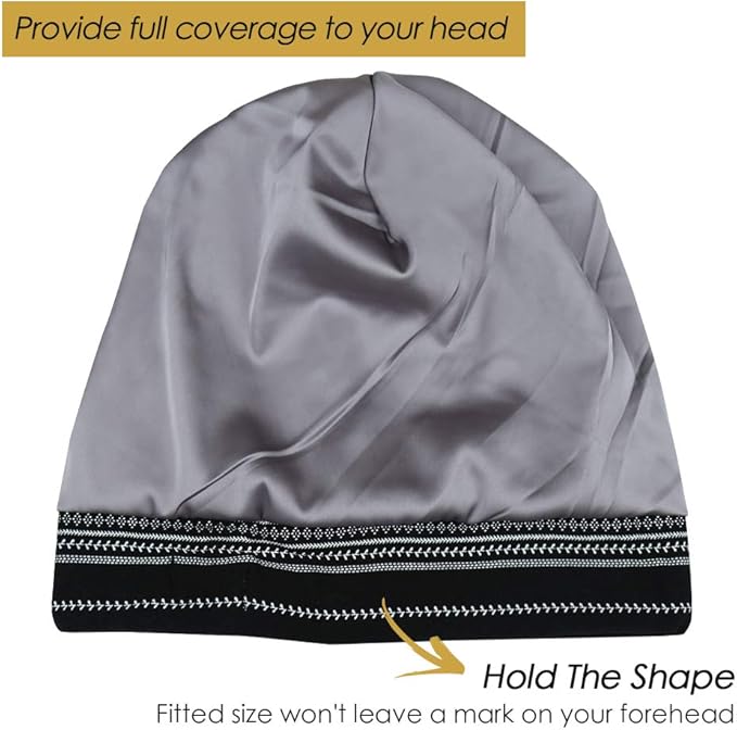 Adjustable Satin Lined Sleep Cap for Dreadlocks Curly Hair Large Head-Stay On Overnight