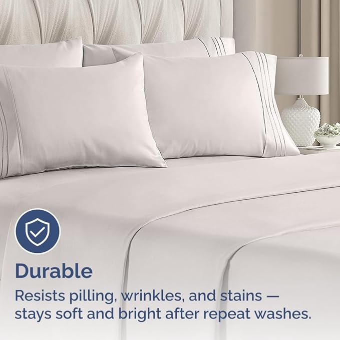 King Pillow Cases Set of 8 - Ultra Soft Hotel Quality Pillowcase Covers - Comfy. Cozy & Wrinkle Free - Shrink, Stain and Fade Resistant - Machine Washable Pillow Protectors - 8 Piece Set - Light Grey