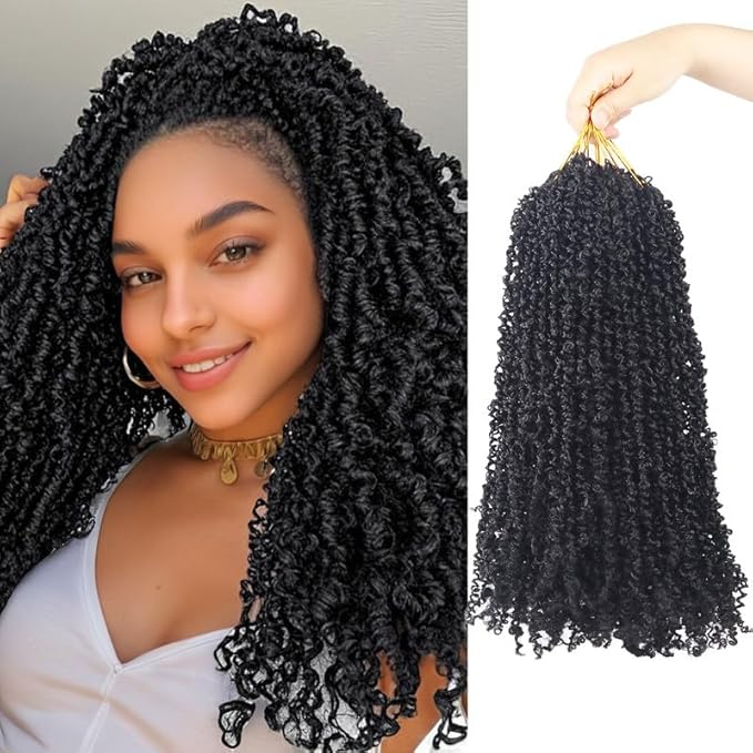 Yanky Twist Crochet Hair, PILLUGER Yaki Twists Hair Micro Spring Twist Braids,9 Packs Pre-looped passion Twist Brown Senegalese With Curls Crochet Synthetic Hair Extensions（14-1B）