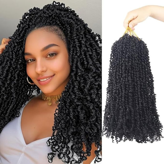 Yanky Twist Crochet Hair, PILLUGER Yaki Twists Hair Micro Spring Twist Braids,9 Packs Pre-looped passion Twist Brown Senegalese With Curls Crochet Synthetic Hair Extensions（14-1B）