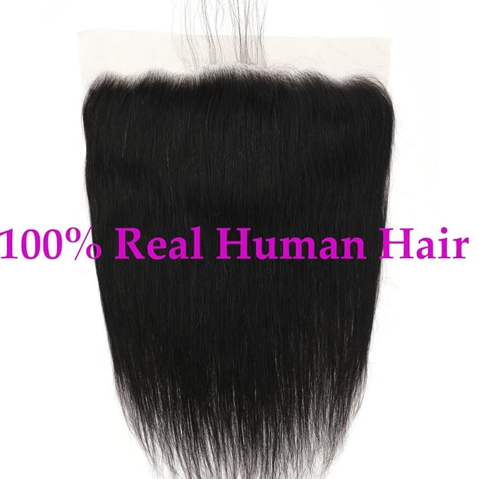13x6 Lace Frontal Skinlike Human Hair Lace Closure Straight HD Transparent 13x6 Ear to Ear Frontal With Baby Hair Free Part 100% Virgin Straight Human Hair Closure Natural Hairline 20inch