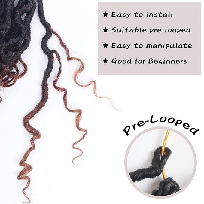 Goddess Locs Crochet Hair 10 Inch 9 Packs Synthetic Faux Locs Crochet Hair for Black Women, River Locs Hair Extensions Style Pre looped Crochet with Curly Ends