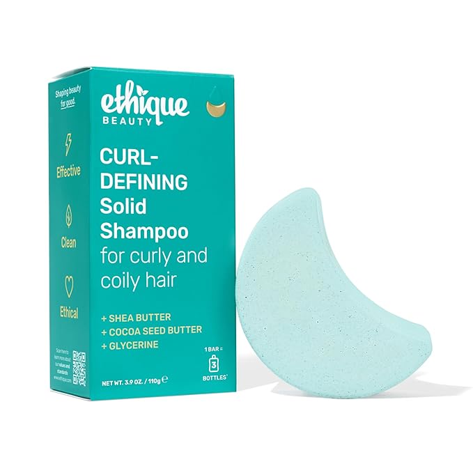Ethique Curl-Defining Shampoo Bar with Shea Butter - Plastic-Free, Vegan, Cruelty-Free, 3.88 oz - Professor Curl