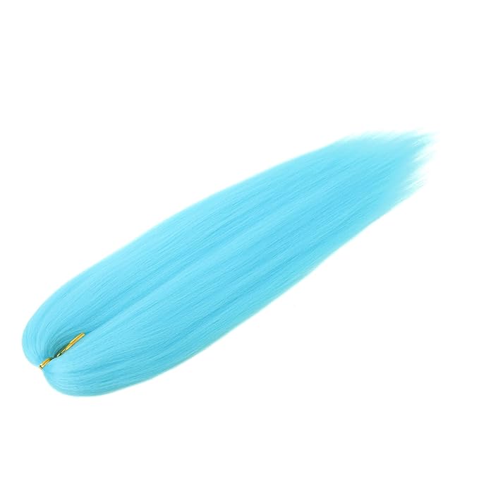 Dorsanee Light Blue Braiding Hair Pre Stretched 24 Inch 3 Packs Braiding Hair Extensions for Box Braids Twists Locs Hair Soft Yaki Texture Hot Water Setting (#Light Blue)