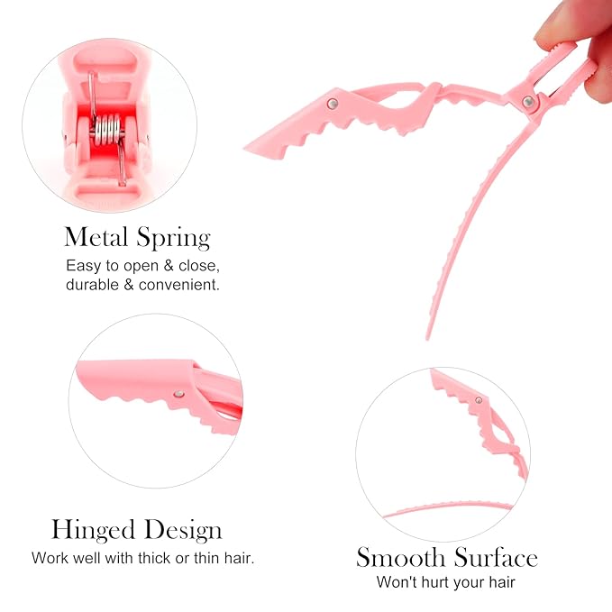 Ondder 14 Pack Alligator Hair Clips for Styling - Larger Salon Pro Clips for Coloring, Cutting, Sectioning, and Hair Accessories for Women, Men, Girls, Teens - Pink Green