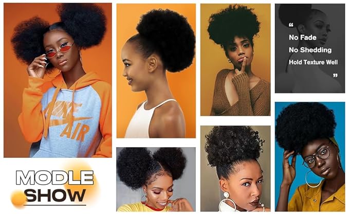 isheeny Large Afro Puff Drawstring Ponytail Puffs Natural Black 8 Inch Curly Drawstring Ponytail For Youth Girl Naturally Styled Hairpiece, Enhancing Your Beauty And Youthfulness