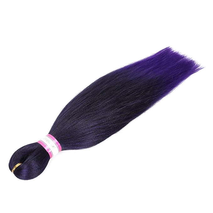 Dorsanee Ombre Purple Braiding Hair Pre Stretched 20 Inch 8 Packs Braiding Hair Extensions for Crochet Box Braids Twists Locs Hair Itch Free Soft Yaki Texture Hot Water Setting (20inch,#1B/Purple)