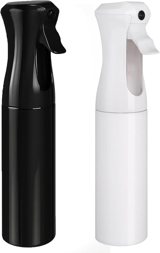 Aquableu Spray Bottle for Hair – Continuous Mist Spray Bottle for Hair Care, Styling, Cleaning, Plants, Pets & Essential Oils (Variety Pack of 2 - Black & White, 6.76oz/200ml)