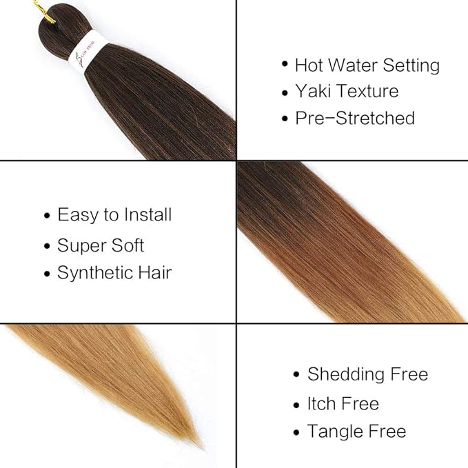 AQINBEL Braiding Hair Pre stretched 26 Inches 8 Bundles Ombre Braiding Hair Itch Free Crochet Twist Hair for Braids Yaki Texture Pre stretched Braiding Hair Extensions for Women (1B/30/27#)