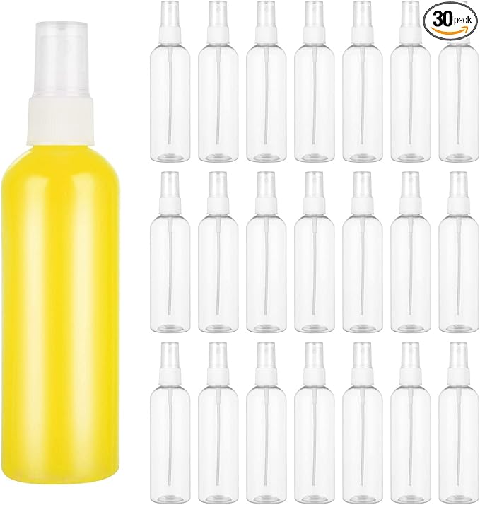 APACALI 30PCS 4 Oz Mini Mist Spray Bottle - Clear Fine Small Empty Travel Bottles - Reusable Liquid Containers for Perfume, Plant, Water (120ml)