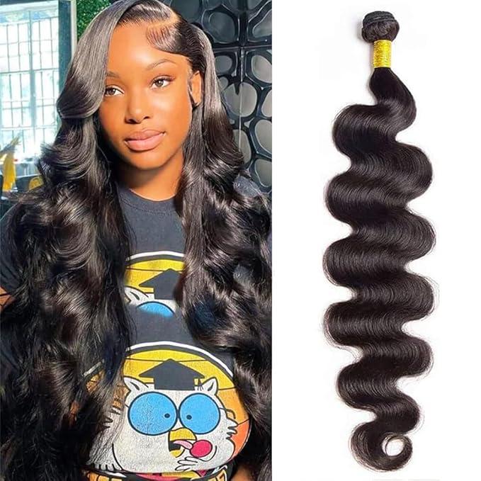 12A Human Hair Bundles Body Wave One Bundle 100% Unprocessed Brazilian Virgin Hair Bundles Double Weft Weave Body Wave Human Hair Natural Black Color (one bundle, 26)