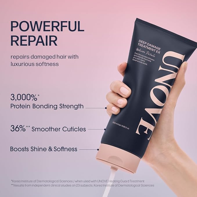 UNOVE Deep Damage Treatment Ex - Protein Hair Treatment & Hair Mask for Damaged Hair | Deep Conditioning & Keratin Hair Mask for Dry, Frizzy Hair | Korean Hair Care | Tender Bloom, 7 fl oz