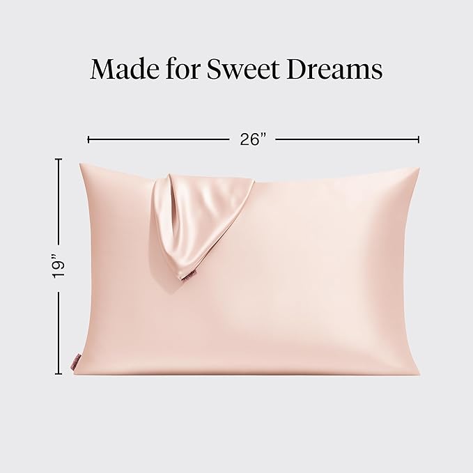 Kitsch Satin Pillowcase with Zipper for Hair & Skin, Softer Than Silk Pillow Cases Queen, Wrinkle-Free, Smooth and Cooling Satin Pillow Covers, Standard Size 19"x26" - Blush, 2pcs