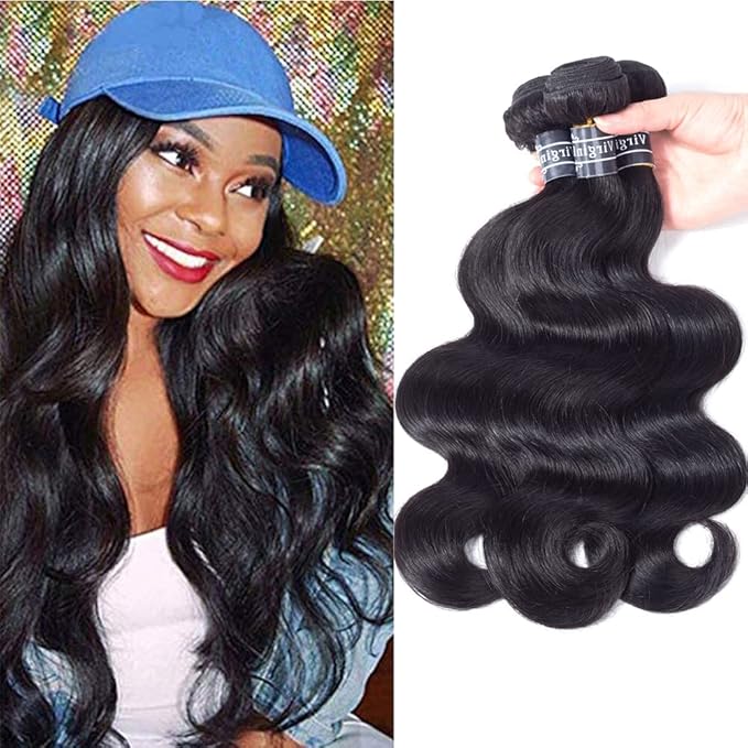 Amella Hair 8A Brazilian Virgin Hair Body Wave 3 Bundles 100% Unprocessed Brazilian Body Wave Remy Human Hair Extensions Natural Black Color(20 22 24)