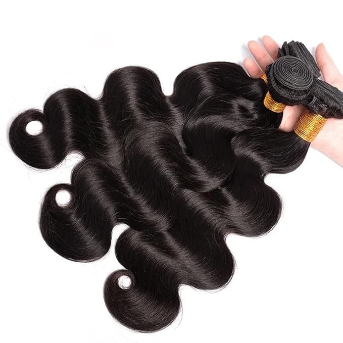 Raw Body Wave Bundles Human Hair(16 18 20 Inch)12A Grade Salon Quality Unprocessed Brazilian Body Wave Human Hair Bundles Quick Weave for Black Women Natural Color
