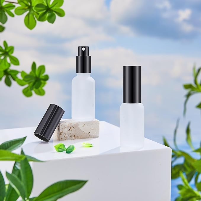 Roshtia 30 Pcs 1 oz/ 30 ml Black Glass Spray Bottle Refillable Perfume Atomizer Clear Decorative Empty Bottles with Fine Mist Sprayer Pump for Face Body Travel