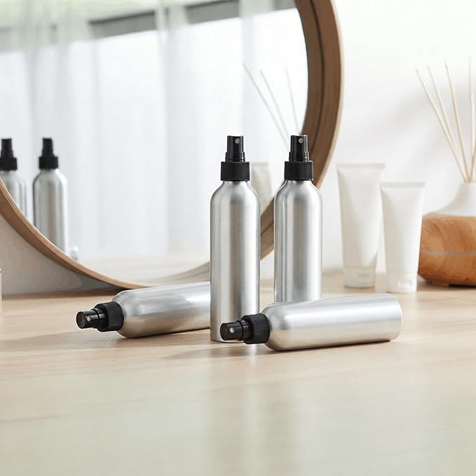 Youeon 9 Pack 8 Oz Aluminum Fine Mist Spray Bottles, Refillable & Leak-Proof Metal Empty Spray Bottle Set for Travel, Perfume, Toner, Essential Oils & Hair-Body Care