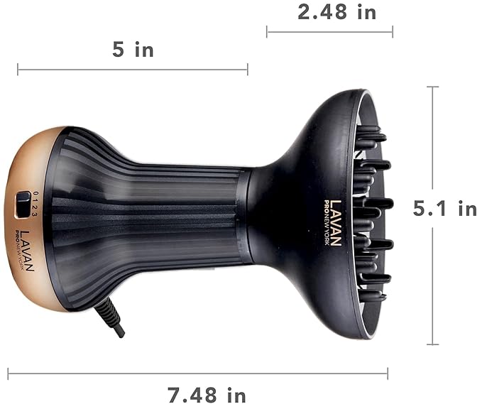 Diffuser Hair Dryer for Curly Hair – Ionic Technology Hair Dryer with Adjustable Heat & Speed Settings for Frizz-Free, Defined Curls, Lightweight Hair Dryer, Wavy And Curly Hair