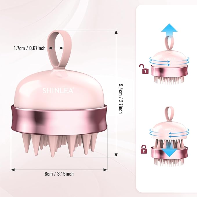 2 in 1 Scalp Massager Hair Growth,Scalp Scrubber with Soft Silicone Bristles for Dandruff Removal,Shampoo Brush for Exfoliation,Head Massager for Both Wet and Dry Use (Pink)