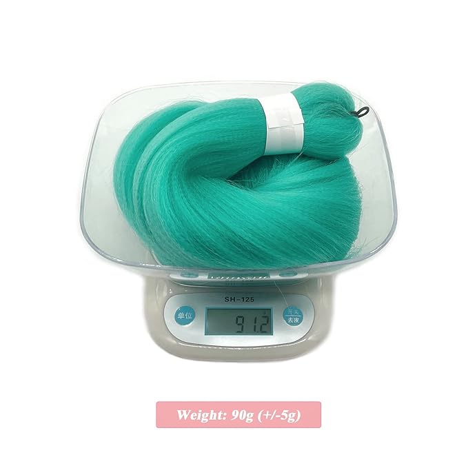 Mint Green Braiding Hair Pre Stretched Human Colored Hair Extensions for Braids 26 inch Prestretched Braiding Hair Kids Micro Box Braids (3 Packs)