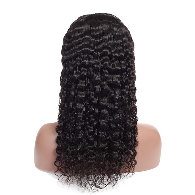 Aiterina Headband Wig for Black Woman 20 inch Brazilian Human Hair Wigs Deep Curly Wave Headband Wig Natural Color