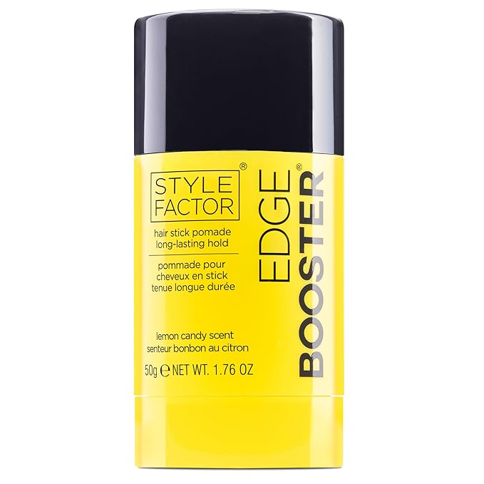 Style Factor EDGE BOOSTER Hair Wax Stick Pomade with Beeswax | Strong Hold Slick Stick for Flyaways, Edges & Baby Hair for Sleek Buns & Ponytails | Stocking Stuffers for Women Girls Teen | Lemon Candy