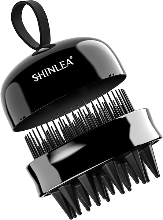 2 in 1 Scalp Massager Hair Growth,Scalp Scrubber with Soft Silicone Bristles for Dandruff Removal,Shampoo Brush for Exfoliation,Head Massager for Both Wet and Dry Use (Black)