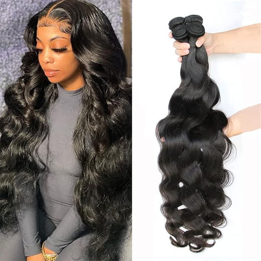 YISEA Body Wave Bundles Human Hair 4 Bundles (26 24 22 20 inches) 12A Brazilian Virgin Human Hair Body Wave Bundles Natural Color 100% Unprocessed Brazilian Hair Weave Extensions