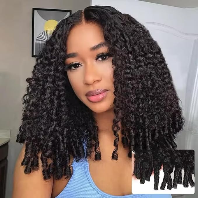 VIPbeauty Burmese Curly Half Wig Human Hair 200 Density 3 In 1 Seamless Flip Over Glueless Wear and Go Beginner Friendly 14A Brazilian Virgin Burmese Curly Wig Human Hair Drawstring Headband 12 Inch