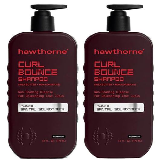 Hawthorne Curl Bounce Shampoo. Mens Curly Hair Shampoo with Shea Butter, Macadamia Oil, and Coconut Oil to Hydrate Curls and Tame Frizz. Sulfate & Paraben Free, Mens Natural Shampoo. 16 fl oz. 2-Pack.