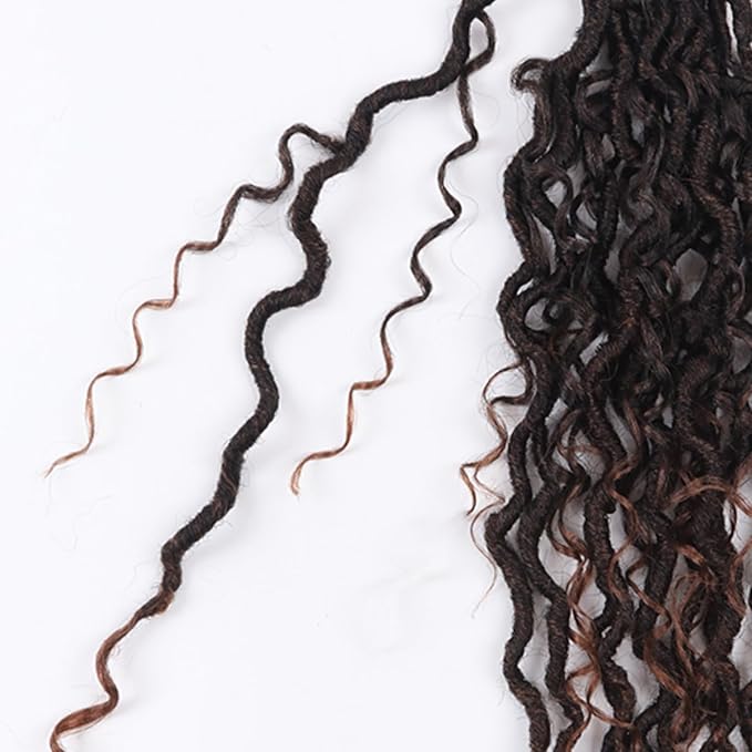 Goddess Locs Crochet Hair,Vemet 14 Inch 9 Packs Synthetic Faux Locs Crochet Hair for Black Women,River Locs Hair Extensions Boho Style Pre looped Faux Locs with Curly Ends
