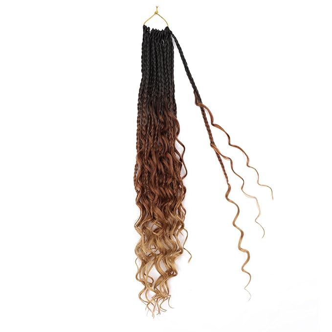 18 Inch Goddess Box Braids Crochet Hair for Black Women 8 Packs Crochet Box Braids Pre-looped Boho Box Braids Crochet Braids Synthetic Braiding Hair Extension 1b/30/27