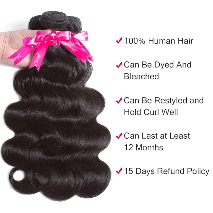 Beauty Princess Brazilian Human Hair Bundles Body Wave 10A Human Hair Weave 4 Bundles 20 22 24 26Inch