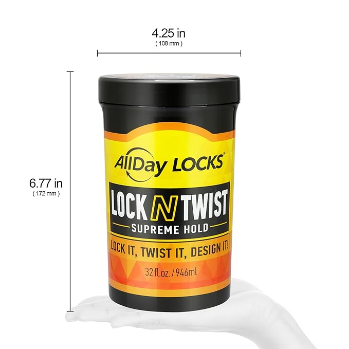 AllDay Locks Lock N Twist (Jar) | Supreme Hold, No Frizz or Flaking | Hydrating, Nourishing Locking Gel | Grape & Avocado-Infused | Lock & Twist Braids, Locks, Twists, Cornrows | 32 oz