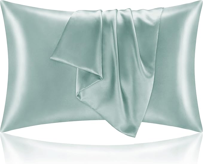 BEDELITE Satin Pillowcase for Hair and Skin, Super Soft and Cooling Similar to Silk Pillow Cases 2 Pack with Envelope Closure, Gift for Women Men(20"x36" King Size, Haze Blue)