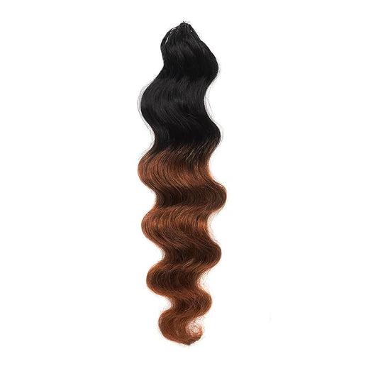 ToyoTress Ocean Wave Feather Crochet Human Hair - 10 Inch 50G Invisible Knotless Water Deep Wave Crochet Human Hair For Black Women Ombre Brown Braiding Hair (10 Inch, OT30-50G)