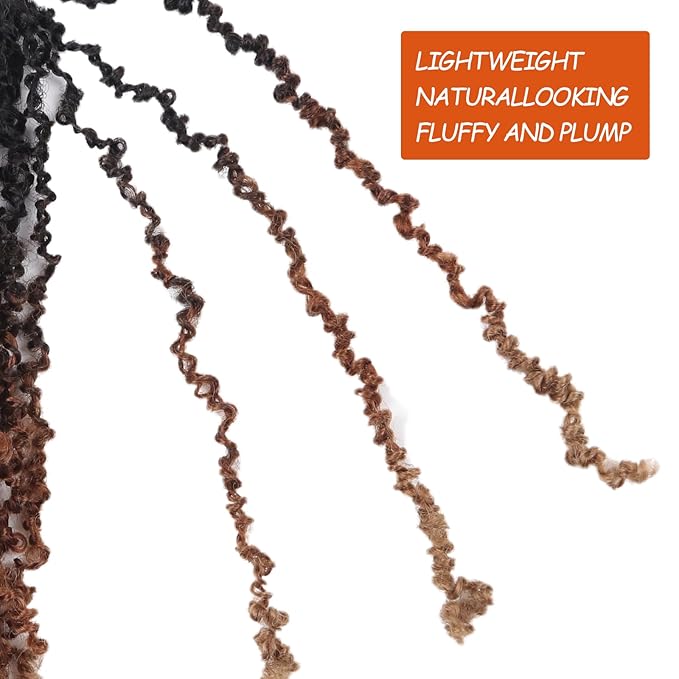 Yanky Twist Crochet Hair Yaki Pre-looped Twist Brown Spring Mini Crochet Hair 8 Inch 9 Packs Passion Twist With Curls Synthetic Braiding Hair Extensions (T1B/30/27)