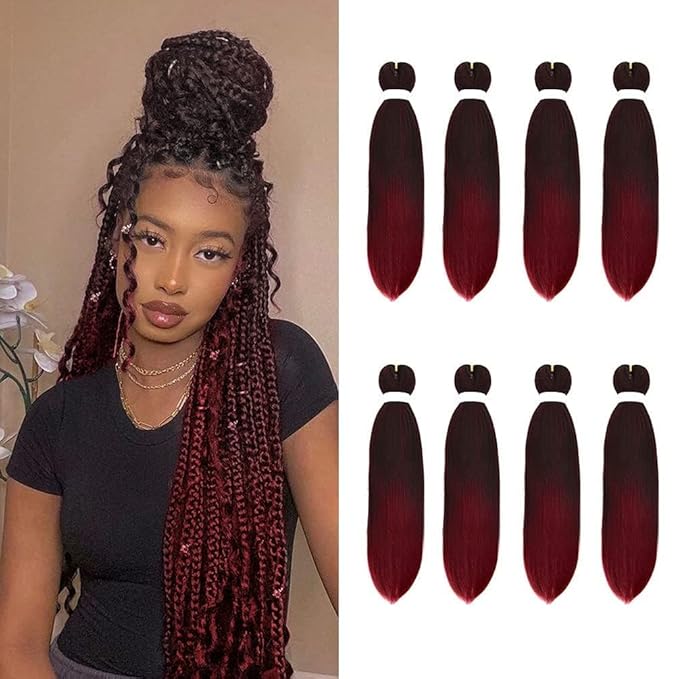 8 Pack 16" 55G/Pack Pre Stretched Braiding Hair Extensions 1Bbug