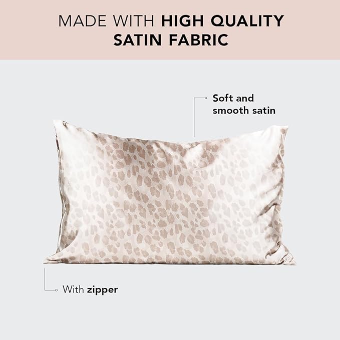 Kitsch Satin Pillowcase, Softer Than Silk Pillow Cases, Cooling Pillow Covers, King Size Pillow Cases Set of 2, Satin Pillowcase with Zipper for Hair, Skin & Quality Sleep, 19"x36" Leopard, 2pcs